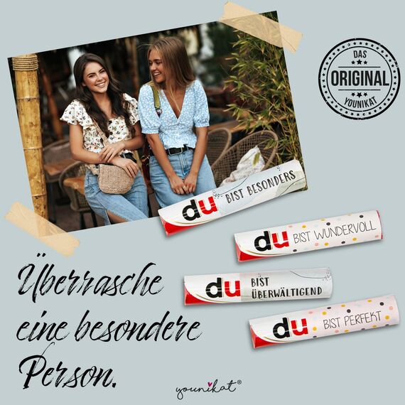 younikat 26 Aufkleber Motivation für den Lieblingsmensch passend für Zwei Duplo Pralinen Packungen I selbstklebend I dv1445