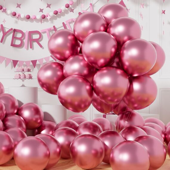AULE Kleine Luftballons Rosa Metallic: 50 Stück 12 Zoll Luftballon Klein Chrom Rosa Helium Ballons Latex Ballon für Graduation Geburtstag Deko