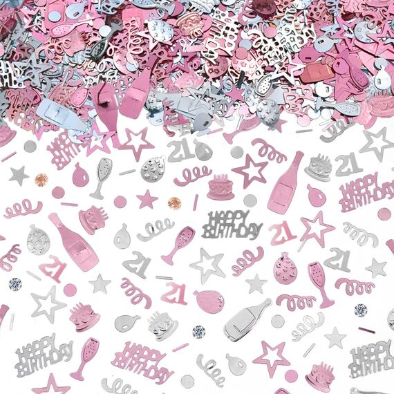 AIVEKE Konfetti 21 Geburtstag Deko - Glitzer Rosegold Happy Birthday Konfetti Partydekoration Geburtstag Streudeko Geburtstag Deko Tischdeko Geburtstagskonfetti