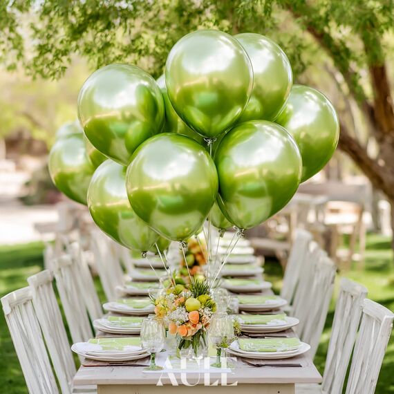 AULE Luftballons Grün Metallic Helium: 50 Stück 12 Zoll Luftballon Hell Grün Ballons Limettengrün Latex Geburtstagsdeko für Geburtstag Babyparty Dschungel Dinosaurier Deko
