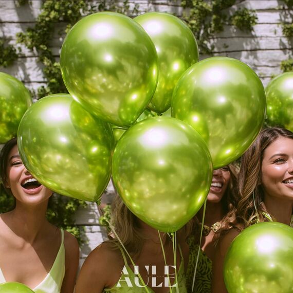 AULE Luftballons Grün Metallic Helium: 50 Stück 12 Zoll Luftballon Hell Grün Ballons Limettengrün Latex Geburtstagsdeko für Geburtstag Babyparty Dschungel Dinosaurier Deko