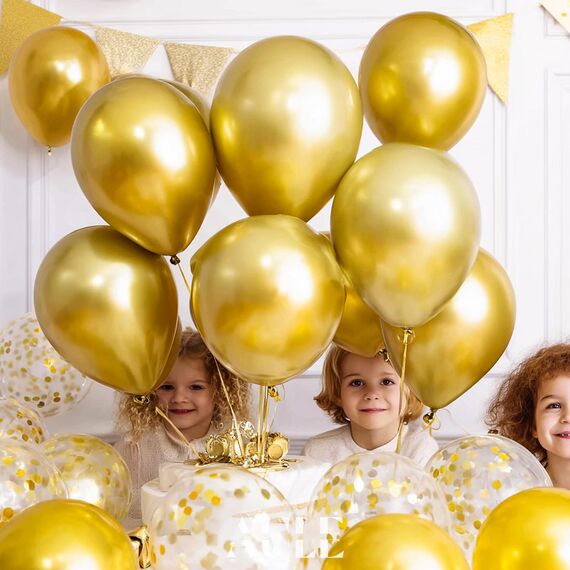 AULE Luftballons Gold Metallic Helium: 50 Stück 12 Zoll Luftballon Goldene Ballons Gold Latex Geburtstagsdeko für Graduation Jahrestag Junggesellenabschied Geburtstag Deko