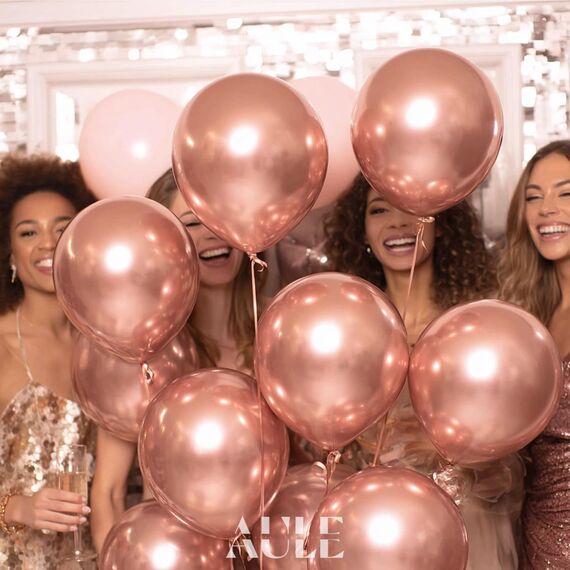 AULE Luftballons Rosegold Metallic Helium: 50 Stück 12 Zoll Luftballon Rose Gold Ballons Roségold Latex Geburtstagsdeko für Baby Shower Gender Reveal Graduation Geburtstag Deko