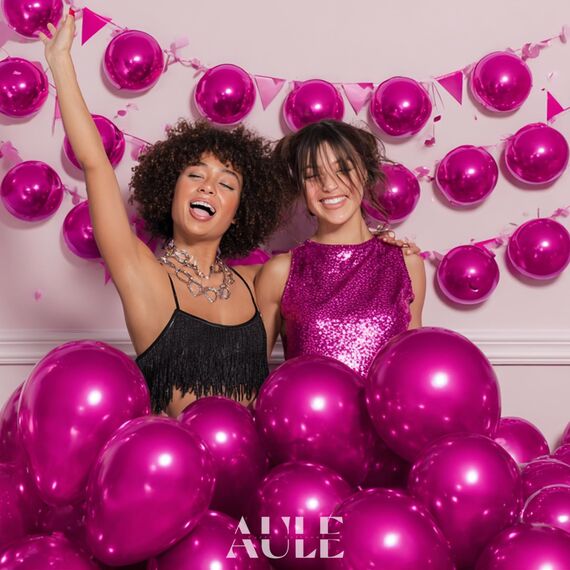 AULE Luftballons Pink Metallic Helium: 50 Stück 12 Zoll Luftballon Fuchsia Ballons Hot Pinke Latex Geburtstagsdeko für Valentinstag Hochzeit Geburtstag Deko