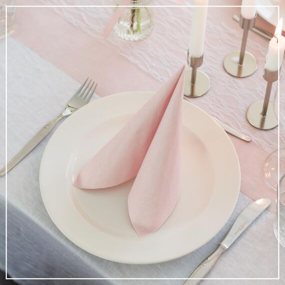 100% Mosel Servietten, 20 Stück (33 x 33 cm), in Blush Rosé, edle Tischdeko für Hochzeit, Kommunion, Konfirmation, Taufe & Geburtstag