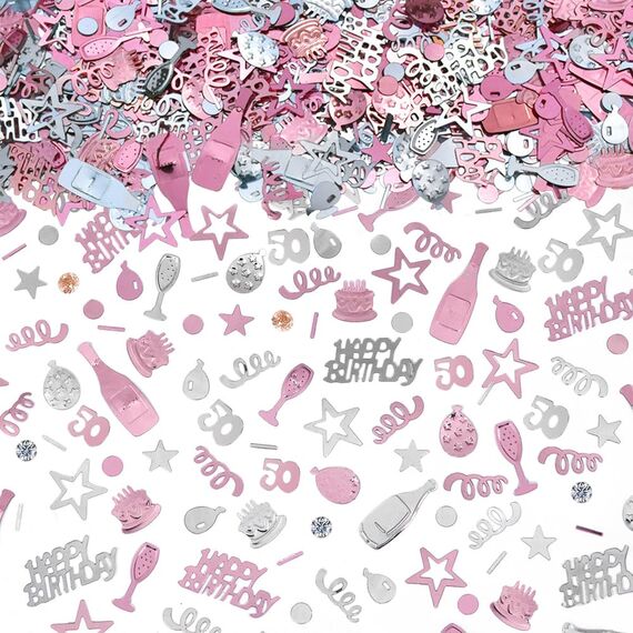 AIVEKE Konfetti 50 Geburtstag Deko - Glitzer Rosegold Happy Birthday Konfetti Partydekoration Geburtstag Streudeko Geburtstag Deko Tischdeko Geburtstagskonfetti