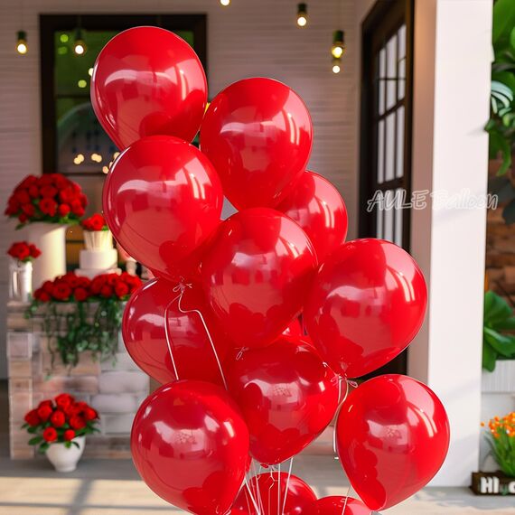 AULE Luftballons Rot Metallic: 50 Stück 12 Zoll Helium Ballons Rote Latex Geburtstagsdeko für Geburtstag Party Hochzeit Valentinstag Verlobungspartys
