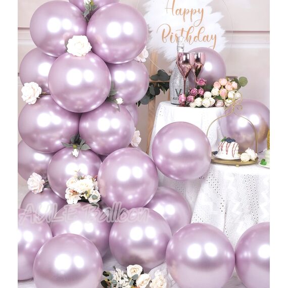 AULE Luftballons Lila Metallic Helium: 50 Stück 12 Zoll Luftballon Lavendel Ballons Hell Violett Latex Geburtstagsdeko für Geburtstag Party Hochzeit Babyparty Deko