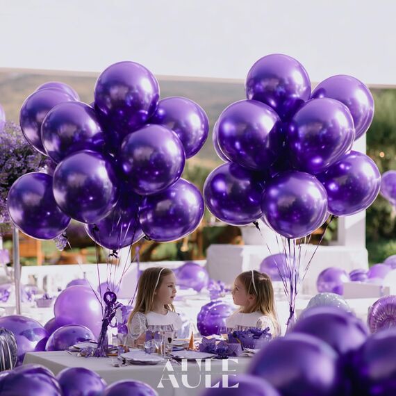 AULE Luftballons Lila Metallic Helium: 50 Stück 12 Zoll Luftballon Violett Ballons Dunkellila Latex Geburtstagsdeko für Geburtstag Party Hochzeit Valentinstag Babyparty Deko