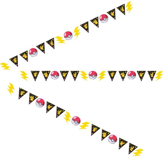 Amscan 9917111 – Pokémon Kindergeburtstagsparty-Wimpelbanner Dekoration – 3,3 m