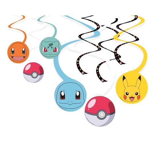 Amscan 9917110 – Pokémon Kindergeburtstagsparty hängende Wirbel-Dekorationen – 6 Stück