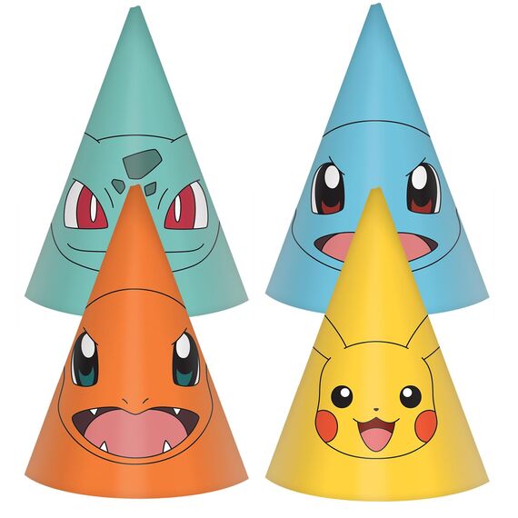 Amscan 9917126 – Pokémon Kindergeburtstagsparty-Hüte, verschiedene Designs, 8 Stück