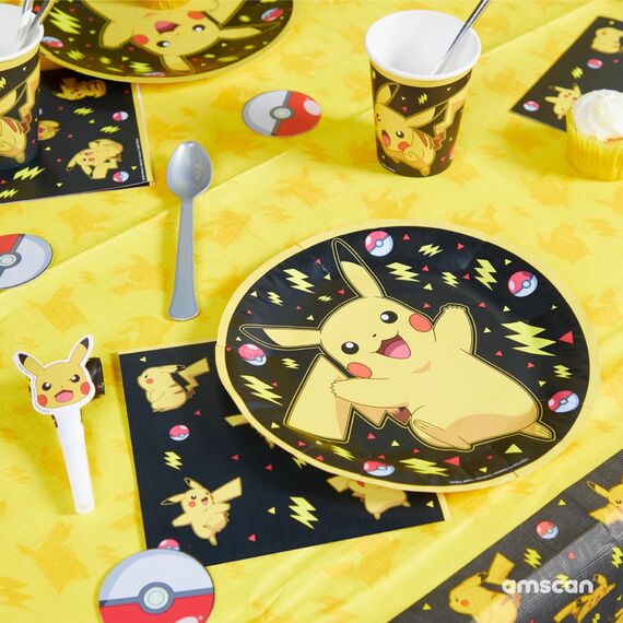 Amscan 9917107 Offiziell lizenzierte Pokémon-Servietten für Kindergeburtstag, 16 Stück, mehrfarbig