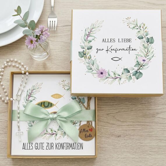 Geldgeschenk Konfirmation Geschenke Mädchen Junge, Konfirmation Geschenk mit Geschenkbox Konfirmationskarte, Konfirmationsgeschenk für Jungen