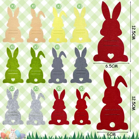 Ostern Geldgeschenke mit 12 Bunte Osterhasen aus Filz, Kleine Ostergeschenke Erwachsene Kinder, Lustige Osterdeko zum Verschenken für Geld