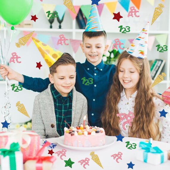 100 Stück Einschulung Deko Konfetti - Schulanfang Streudeko ABC 123 Tischdekoration für Schuleinführung Deko, Tischdeko Einschulung Schulkind Mädchen Junge