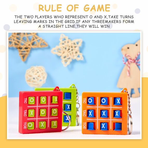 Otuuz Tic Tac Toe Spiel Schlüsselanhänger für Kinder Alter 8-12 Tic Tac Toe Mitbringsel Kunststoff Schlüsselanhänger für Mini Rucksack Geburtstag Jungen Mädchen(Rot, Blau, Orange, Grün,8 Stück)