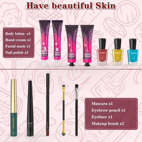 Beauty Adventskalender, 2025 Makeup Advent Calendar, 24 Ausgewählte Einzigartige Hautpflege Kosmetik, Überraschungs Beautyprodukten für Frauen Teenager Mädchen, Make-up Sets Geschenke für Adventszeit