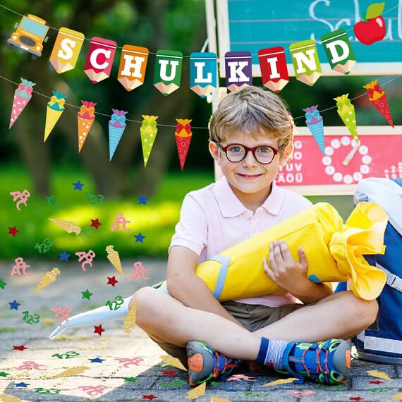 100 Stück Einschulung Deko Konfetti - Schulanfang Streudeko ABC 123 Tischdekoration für Schuleinführung Deko, Tischdeko Einschulung Schulkind Mädchen Junge