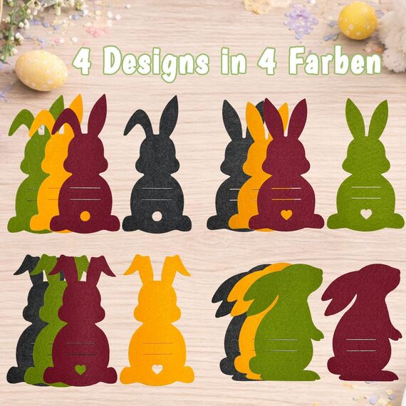 Geldgeschenk Ostern Verpackung Set mit 16 Bunte Osterhasen aus Filz, Lustige Ostergeschenke Erwachsene Kinder Teenager, Osterdeko zum Verschenken für Geld
