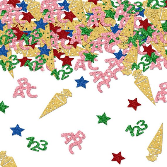 100 Stück Einschulung Deko Konfetti - Schulanfang Streudeko ABC 123 Tischdekoration für Schuleinführung Deko, Tischdeko Einschulung Schulkind Mädchen Junge