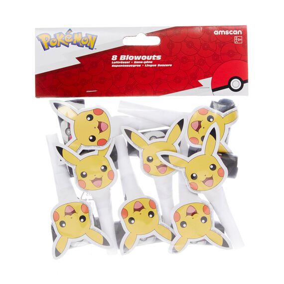 Amscan 9917122 - Pokémon Kindergeburtstag Blowouts Pikachu Noisemakers – 8 Stück