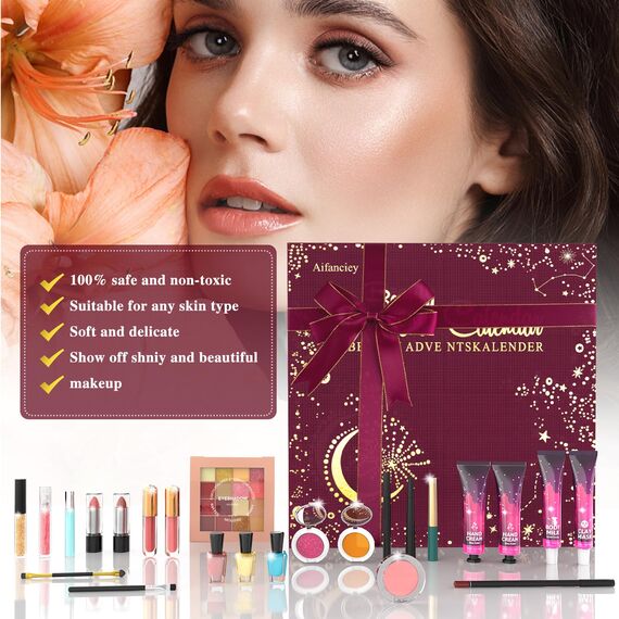 Beauty Adventskalender, 2025 Makeup Advent Calendar, 24 Ausgewählte Einzigartige Hautpflege Kosmetik, Überraschungs Beautyprodukten für Frauen Teenager Mädchen, Make-up Sets Geschenke für Adventszeit