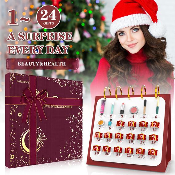 Beauty Adventskalender, 2025 Makeup Advent Calendar, 24 Ausgewählte Einzigartige Hautpflege Kosmetik, Überraschungs Beautyprodukten für Frauen Teenager Mädchen, Make-up Sets Geschenke für Adventszeit