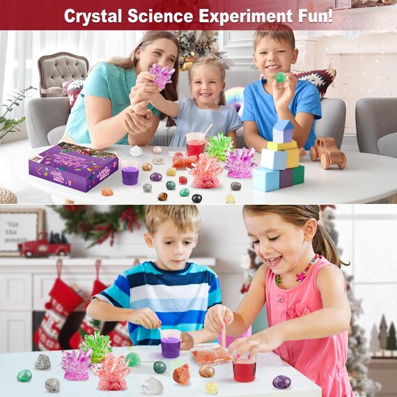 Adventskalender 2025 Edelstein- Kristalle Züchten für Kinder, 24 Tage Edelsteine Mineralien Weihnachtskalender Kristalle Züchten Weihnachts Countdown Kalender Advent Calendar für Jungen Mädchen