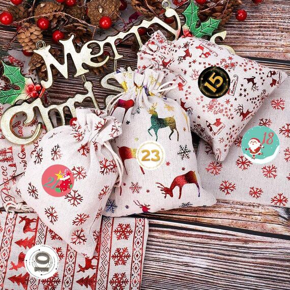 10pcs Aufkleber Weihnachten Adventskalender, Advent Calendar Numbers Stickers, Adventskalender Zahlen, zum Basteln und Dekorieren, Nummern Aufkleber, Geschenkaufkleber Weihnachten