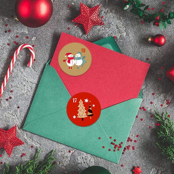 10pcs Aufkleber Weihnachten Adventskalender, Advent Calendar Numbers Stickers, Adventskalender Zahlen, zum Basteln und Dekorieren, Nummern Aufkleber, Geschenkaufkleber Weihnachten