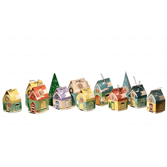 Adventskalender zum Befüllen, personalisierbar, das Weihnachtsdorf,Advent Calendar for Filling