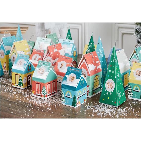 Adventskalender zum Befüllen, personalisierbar, das Weihnachtsdorf,Advent Calendar for Filling