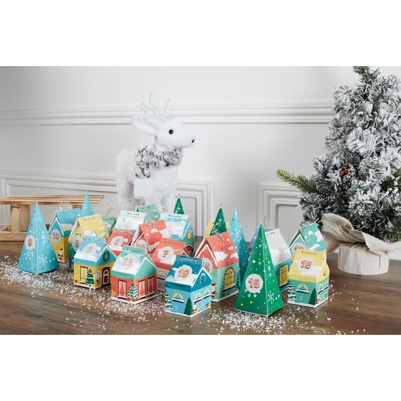 Adventskalender zum Befüllen, personalisierbar, das Weihnachtsdorf,Advent Calendar for Filling