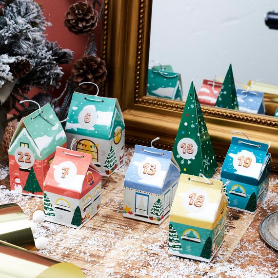 Adventskalender zum Befüllen, personalisierbar, das Weihnachtsdorf,Advent Calendar for Filling