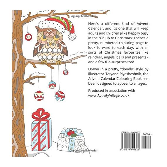 Advent Calendar Colouring Book: 24 Numbered Christmas Colouring Pages for Adults and Older Children