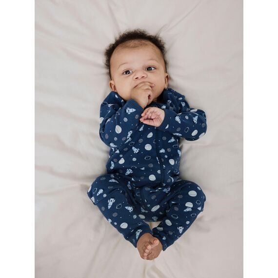 Name IT Baby - Jungen Nbmnightsuit 2p Zip Ff Dark Space Noos Schlafanzug, Dark Denim, 86 EU