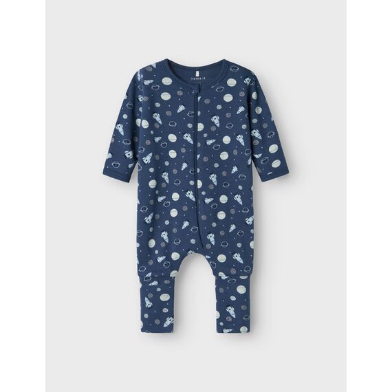 Name IT Baby - Jungen Nbmnightsuit 2p Zip Ff Dark Space Noos Schlafanzug, Dark Denim, 98 EU