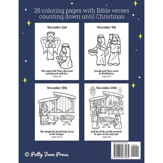 A Christmas Advent Calendar Coloring Book For Kids: The Nativity: Count Down To Christmas With Simplified Bible Verses About Jesus and Large, Easy ... Up. (Christmas Advent Coloring Books, Band 1)