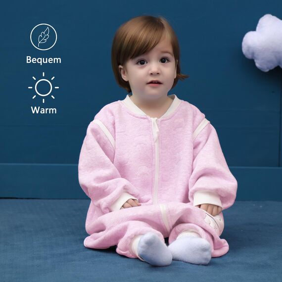 MIKAFEN Schläfsack Baby Langarm Winter kinderSchlafsack 2.0Tog,Hund Muster Baby Schlafsack mit Füßen Baumwolle Junge Mädchen Unisex ganzjahres Schlafanzug, Rosa Welpe,90/Baby Höhe 95-105cm