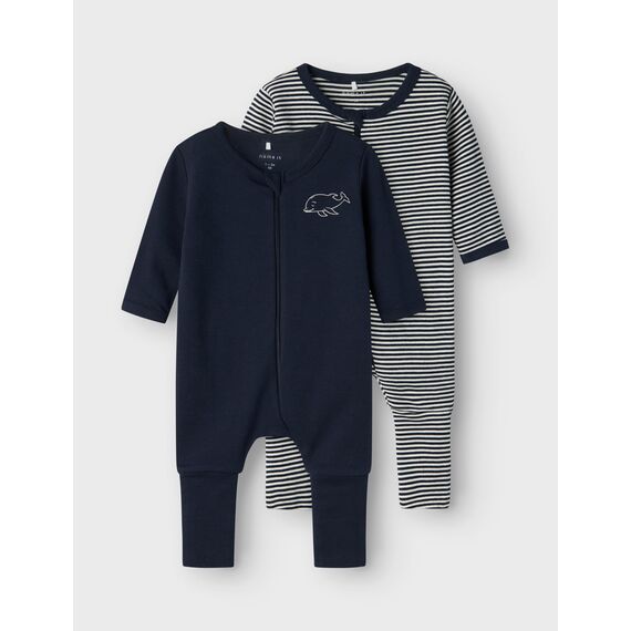 Name IT Unisex Baby Nbnnightsuit 2p Zip Ff Y/D Core 2 Noos Schlafanzug, Dark Sapphire, 68 EU