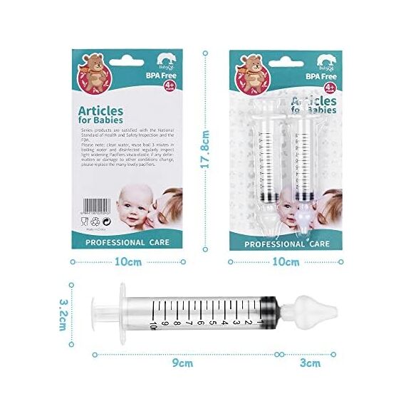 Vicloon Nasenspüler, 4pcs Baby-Nasenspüler mit Silikon-Nasensaugspitze,Tragbares Säuglings-Nasenreinigungsspülgerät, Neti-Topf, 10-ml-Nasenspülset, Nasenwaschreiniger, Nasenspü