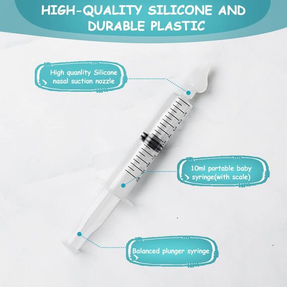 Vicloon Nasenspüler, 4pcs Baby-Nasenspüler mit Silikon-Nasensaugspitze,Tragbares Säuglings-Nasenreinigungsspülgerät, Neti-Topf, 10-ml-Nasenspülset, Nasenwaschreiniger, Nasenspü