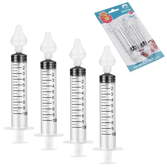 Vicloon Nasenspüler, 4pcs Baby-Nasenspüler mit Silikon-Nasensaugspitze,Tragbares Säuglings-Nasenreinigungsspülgerät, Neti-Topf, 10-ml-Nasenspülset, Nasenwaschreiniger, Nasenspü