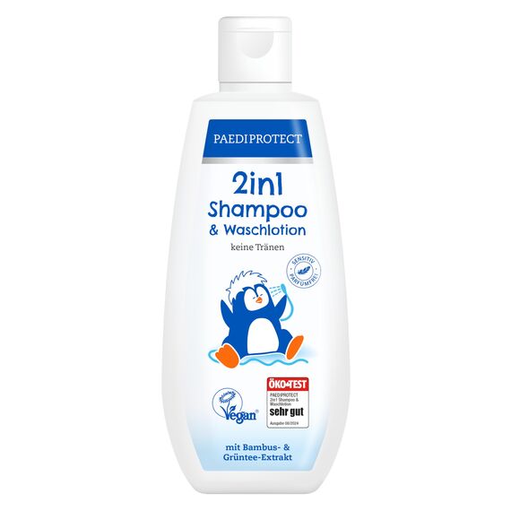 PAEDIPROTECT 2in1 Shampoo & Waschlotion für Babys & Kinder 200 ml, sanfte Reinigung & Haar ohne Parfüm & Mikroplastik, Duschgel spendet Feuchtigkeit für trockene, sensible Haut auch Erwachsene