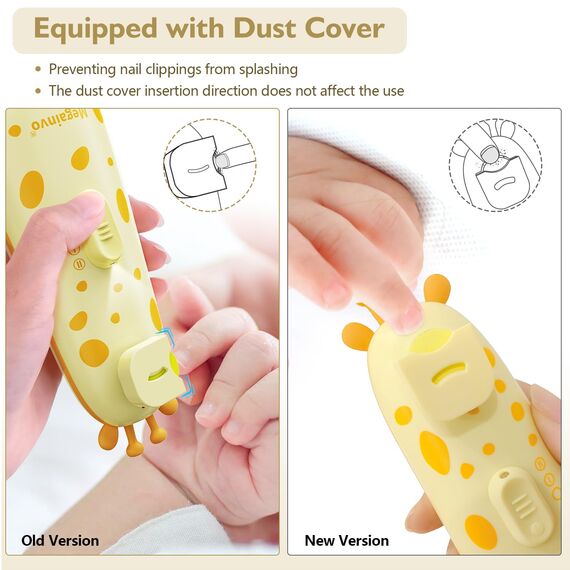 Elektrische Nagelfeile Baby Nagelpflegeset Elektrisch Nagelpflege Nail Trimmer Nagelschere Nageltrimmer Nail File Maniküre & Pediküre Set für Neugeborene Baby mit Licht, Gelb