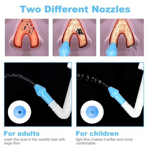 URAQT Nasendusche mit Salz, 300ml Nasenspülung Flasche mit 40 x Salz(2.7g), BPA-frei, Nasenspülkanne zur Sinus Nasenreinigung und Nasenspülung, Neti Pot Nasenspülsalz für Erwachsene und Kinder (C)