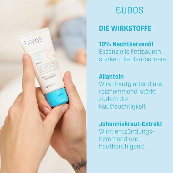 EUBOS HAUT RUHE | Creme | Beruhigende Pflege für empfindliche, trockene Kinder- und Babyhaut | Lindert Juckreiz und spendet Feuchtigkeit | Hautverträglichkeit dermatologisch bestätigt | 50ml