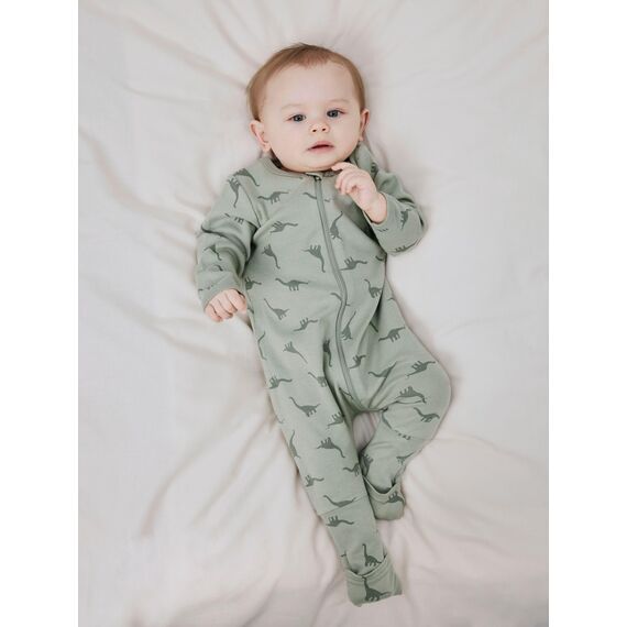 Name IT Baby - Jungen Nbmnightsuit 2p Zip Ff Green Dino Noos Schlafanzug, Agave Green, 80 EU