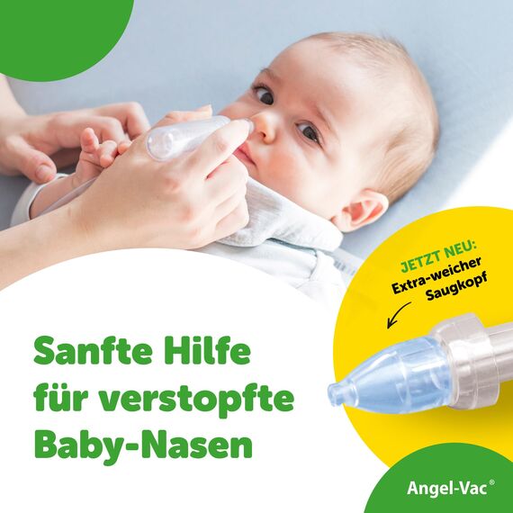 Angel-Vac® Nasensauger Baby [für Standard-Staubsauger] - Baby Nasenreiniger mit weichem Saugkopf für Kinder ab 0 Jahre - [klinisch getestet] - der Original Nasensauger für Staubsauger seit 30 Jahren